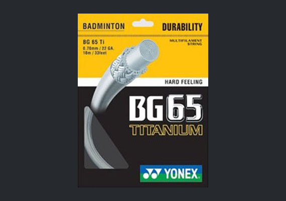Yonex BG65 Titanium - Most popular all-round performer, great repulsion, shock damping performance and durability. String of choice for former #1 ranked Tan Boon Heong. Price includes string and labor.